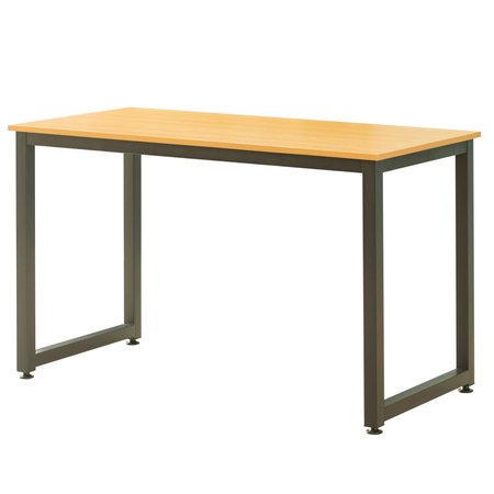 Basicwise Wooden Writing Desk Homes Office Table with Sturdy Metal Frame, Natural QI003994.NC